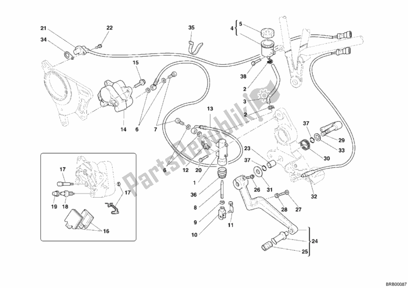 Todas as partes de Sistema De Freio Traseiro do Ducati Multistrada 1000 USA 2006
